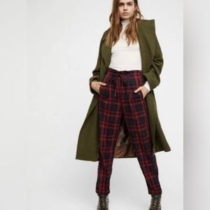 Free People Here and There Plaid Tartan Paperbag Pants